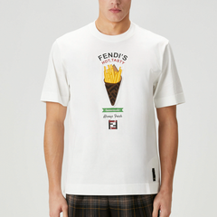 Kaos Pendek FENDI dengan Motif Gambar/Cetak, Cocok untuk Pria dan WanitaF-26