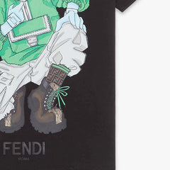 Kaos Pendek FENDI dengan Motif Gambar/Cetak, Cocok untuk Pria dan WanitaF-43