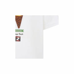 Kaos Pendek FENDI dengan Motif Gambar/Cetak, Cocok untuk Pria dan WanitaF-26