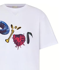 Kaos Pendek DIOR dengan Motif Gambar/Cetak, Cocok untuk Pria dan Wanita -D-15