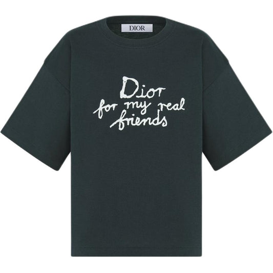 Kaos Pendek DIOR dengan Motif Gambar/Cetak, Cocok untuk Pria dan Wanita  -D-17