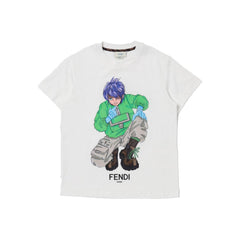 Kaos Pendek FENDI dengan Motif Gambar/Cetak, Cocok untuk Pria dan WanitaF-42