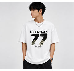 ESSENTIALS FEAR OF GOD Kaos lengan pendek original merek streetwear fashion dengan model super oversized (sangat longgar).FG-A01