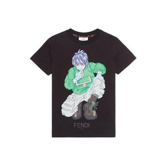 Kaos Pendek FENDI dengan Motif Gambar/Cetak, Cocok untuk Pria dan WanitaF-43